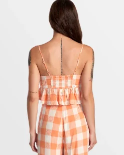 Women RVCA Tops>BRIDGETTE PEPLUM CROP TOP