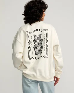 Women RVCA Hoodies / Fleece>BUTTERFLY BAGGIE CREW SWEATSHIRT