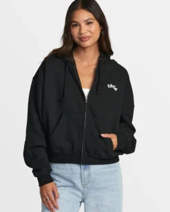 Women RVCA Hoodies / Fleece>CHEFS KISS ZIP-UP HOODIE