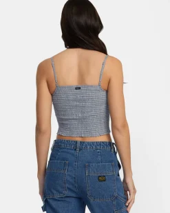 Women RVCA Tops>HOUNDSTOOTH REVIVAL CROPPED TANK TOP