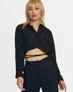 Women RVCA Tops>INVISIBLE MAN LONG SLEEVE CROP TOP
