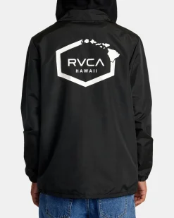 RVCA Jackets>ISLAND HEX HOODED COACHES JACKET