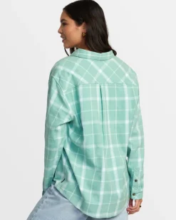 Women RVCA Tops>MABLE FLANNEL LONG SLEEVE SHIRT