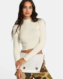 Women RVCA Tops>SAVED LONG SLEEVE LONG SLEEVE CROP TOP