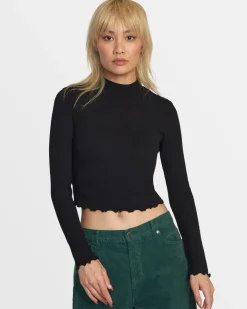 Women RVCA Tops>SAVED LONG SLEEVE LONG SLEEVE CROP TOP