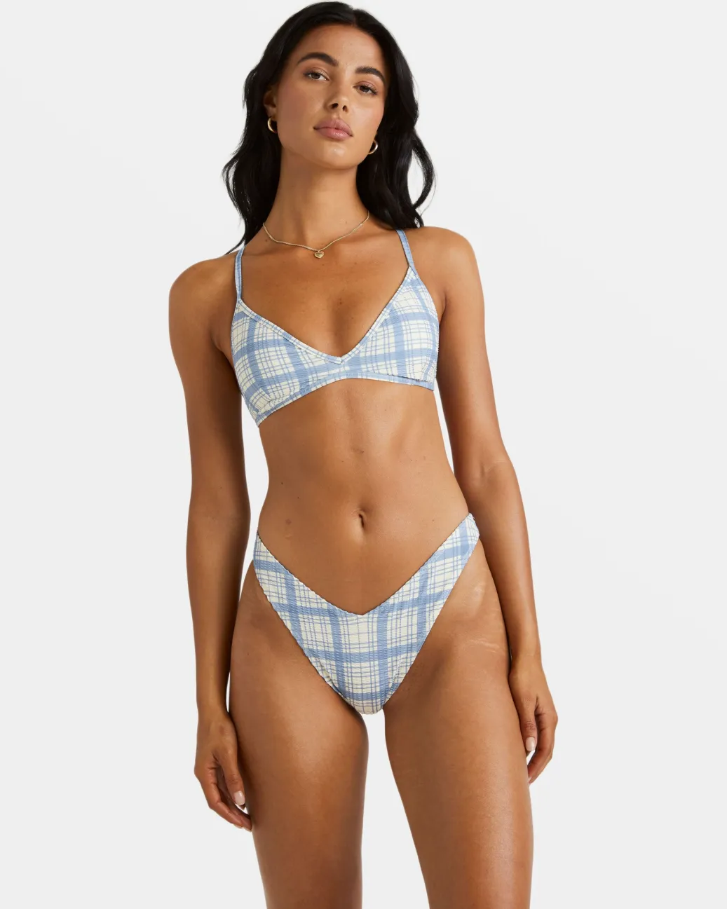 Women RVCA Bikini Tops|Bikini Tops>VINTAGE PLAID TRI CROSSBACK BIKINI TOP