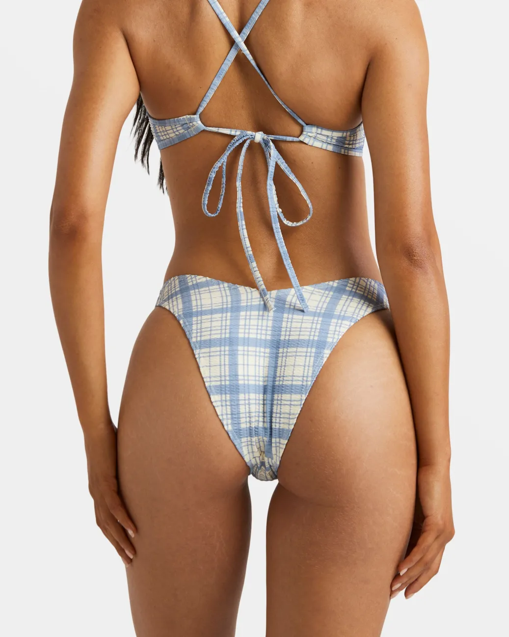 Women RVCA Bikini Bottoms|Bikini Bottoms>VINTAGE PLAID V MEDIUM FRENCH BIKINI BOTTOMS